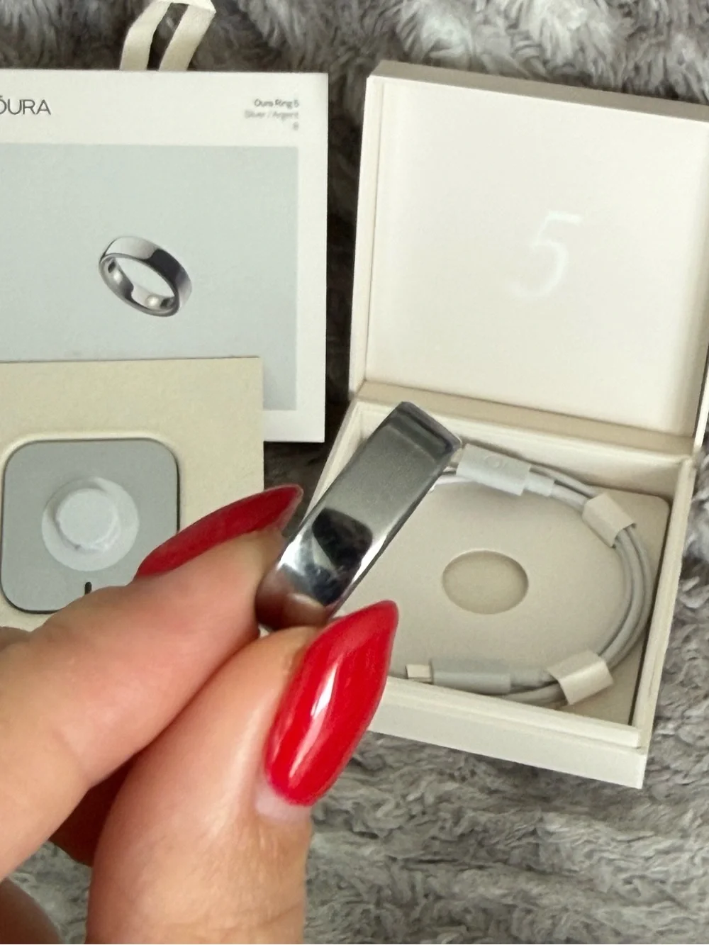 OURA RING GEN 5 FULL SET SILVER SIZE 8